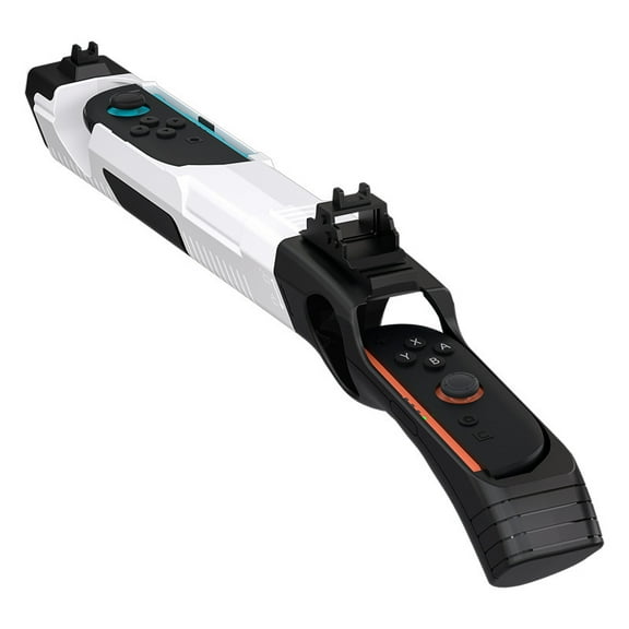 KIPLINK Shooting Game Gun Grip for Nintendo Switch 2 Joy-Cons - Enhanced Motion Control Stock & Pistol Grip for FPS Games (Black/Orange-Blue)