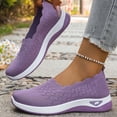 thumbnail image 5 of EliteGoogv Womens Slip On Sneakers Breathable Mesh Round Toe Walking Shoes For Women Summer Lightweight Footwear Purple US:7, 5 of 6