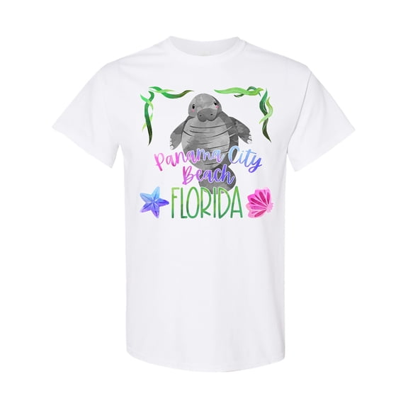 Inktastic Panama City Beach Florida Cute Swimming Manatee T-Shirt