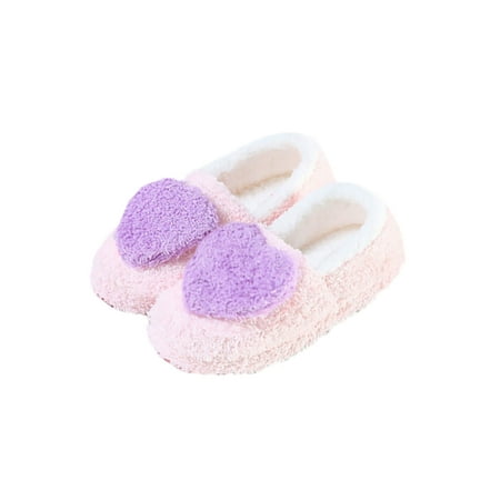 

Daeful Womens Warm Shoes Fluffy Fuzzy Slipper Soft Plush Slippers Casual Anti-Slip Home Shoe Bedroom Purple Warm Shoes 7-7.5