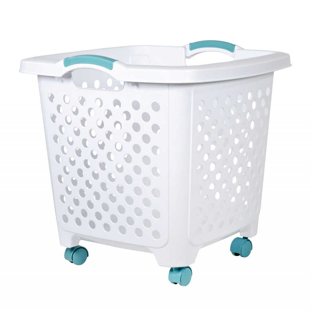 1.7 Bushel Home Logic Rolling Laundry Basket, White