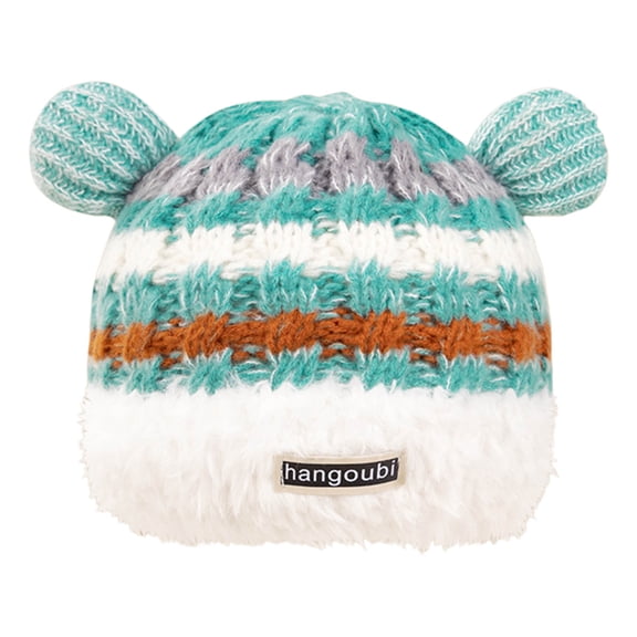 Slouchy Crochet Y2K Beanie Hat Cute Knit Furry Beanies Knitted Fuzzy Winter Bucket Hats Striped Knit Bear Ear Hat Beanie Hat Crochet Hat Skull Cap Trendy Bear Skull Cap 2025