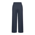 thumbnail image 6 of QATAINLAV Plus Size Dress Pants for Women Loose Side Slits Wide Leg Yoga Pants Casual High Waisted Pull On Office Slacks with Pockets Navy XXXXL, 6 of 6