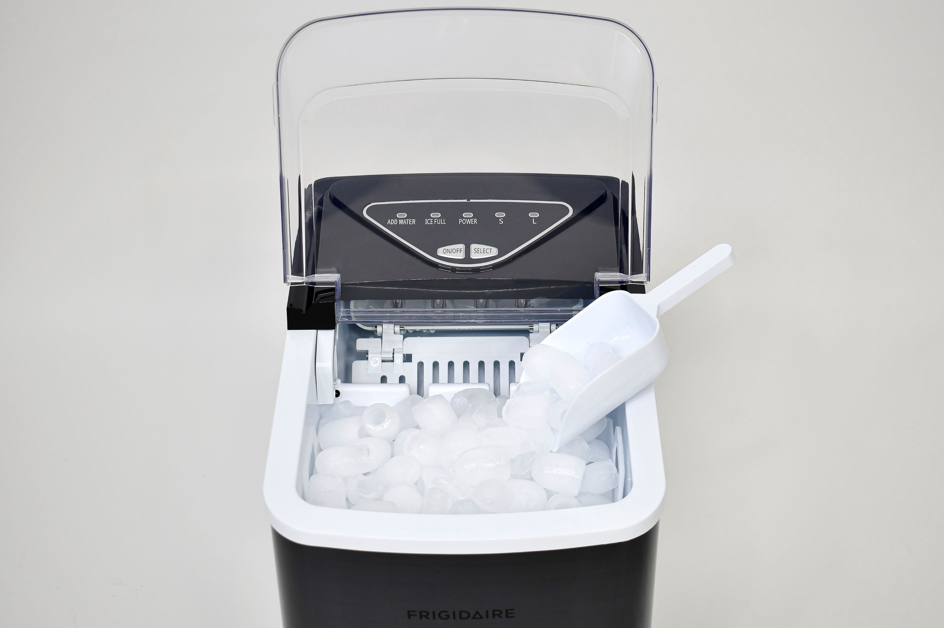 Frigidaire 26 Lbs. Countertop Ice Maker, Bullet Shaped Ice, Black Stainless Steel