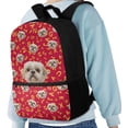 thumbnail image 4 of KUIFORTI Cute Puppy Print Kids Big Capacity Backpack 17 Inch Schoolbag Container Bag with Multi-pockets and Adjustable Strap Foam Padding, Red, 4 of 6