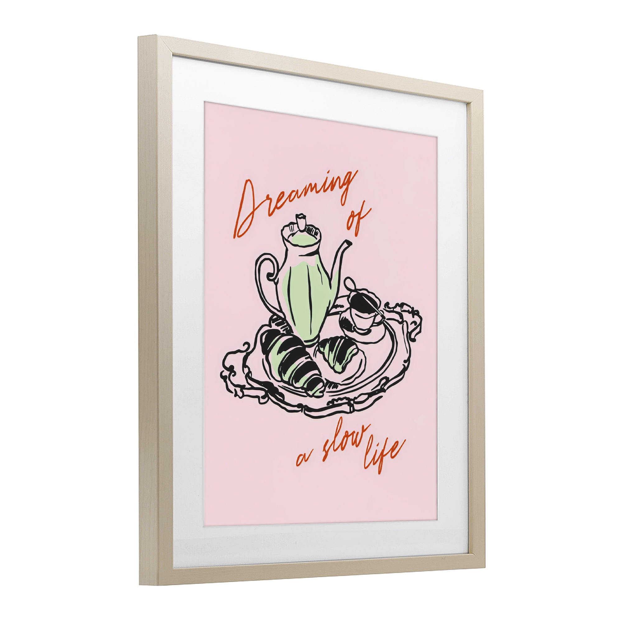 Stupell Industries Slow Life Tea Platter Birch Framed Print Under Glass, design by The Prints Vibe
