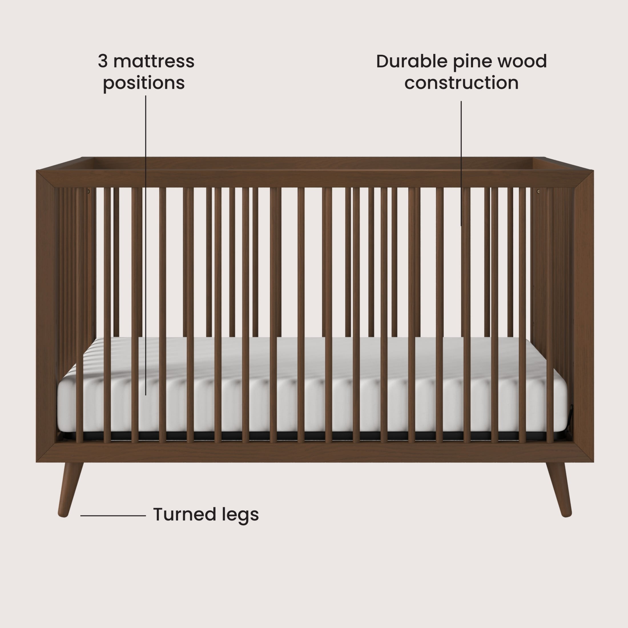 Child Craft Cranbrook Crib and Dresser Nursery Set, 4-in-1 Convertible Crib with 6-Drawer Dresser, Toasted Chestnut, 2-Piece