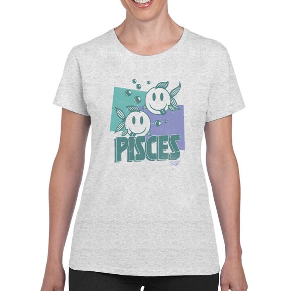 Pisces Zodiac Graphic - Twin Fish Retro Art Design Women's T-shirt