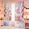 thumbnail image 2 of Manfei Christmas Kitchen Curtains Candy Black Out Curtains Pack of 2 (42x63 Each), Lilac White, 2 of 6