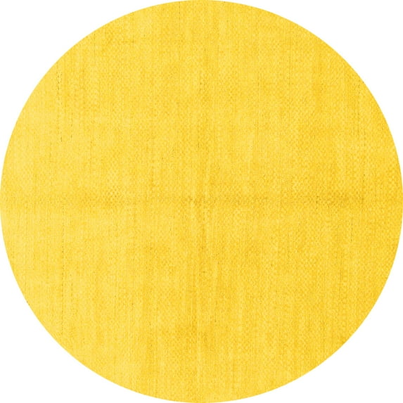 Ahgly Company Indoor Round Solid Yellow Modern Area Rugs, 5' Round