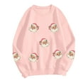 thumbnail image 6 of TTUHYWXI Women Sparkle Sequin Christmas Sweatshirt Santa Graphic Crewneck Sweater Long Sleeve Xmas Pullover Tops (Pink, S), 6 of 8
