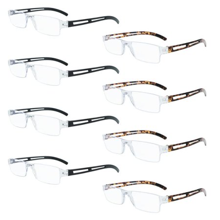 8 Pack Reading Glasses, Blue Light Blocking Computer Reading Glasses for Women and Men, Anti Glare Lightweight Readers (4 Black+4 Tortoise,+1.50)
