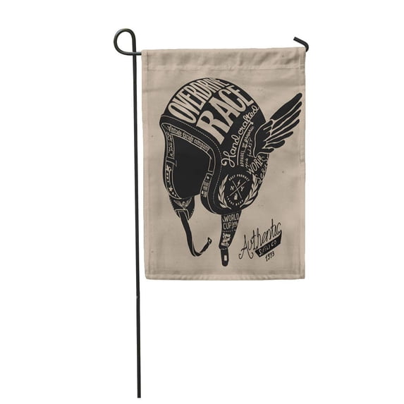 SIDONKU Vector Motorcycle Themed Handmade Drawing Helmet Motorbike Race Retro Motor Garden Flag Decorative Flag House Banner 28x40 inch
