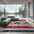 thumbnail image 2 of ODIKA 6'x9' Washable Area Rug Non-Slip, Chair-Friendly, Front Door Patriotic Striped Vintage Generic Stars Bordered Festive for Dining Room, Under Table, Office Décor, 2 of 7