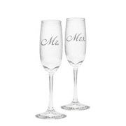 Mr & Mrs Bride & Groom Set of 2 8oz Champagne Flutes