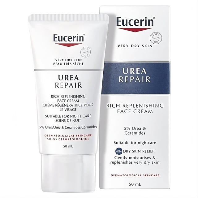 Eucerin Urea Repair Crema Facial Hidratante, 5% Urea y Ceramidas, 50ml, Sin Fragancia