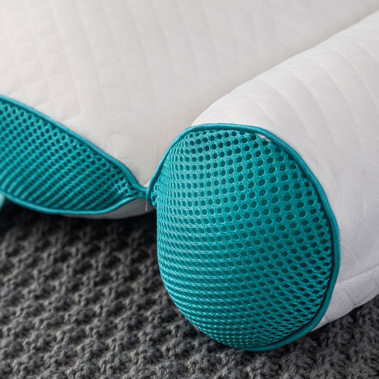 Ergonomic Goose Down Pillow,Sleep Enhancing Cervical Support Comfort Goose Memory Foam, Sleep Aid Neck Pillow for Side Back Stomach Sleeper Adults Contour Orthopedic Bed for Back Foam (Blue)