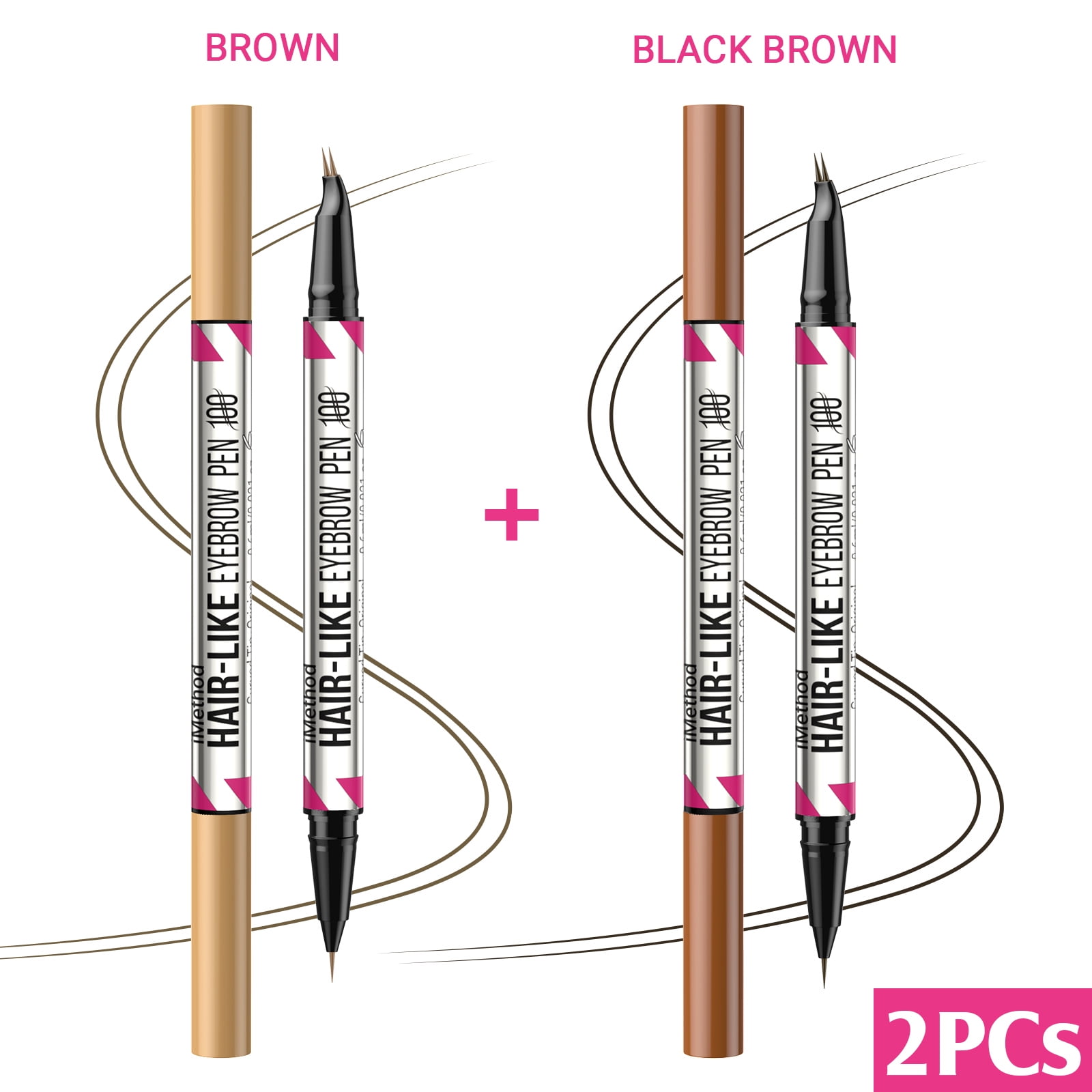 iMethod 2-in-1 Curved Eyebrow Pen - Dual-Ended Microblading Pencil with Curved Tip and Precise Brush-Tip, Natural Hair-Like Brows, Lasts All-day.