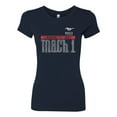 thumbnail image 2 of Wild Bobby, Ford Mustang 50 Years Logo Mach 1 Classic Emblem, Cars and Trucks, Women Slim Fit Junior Tee, Navy, Medium, 2 of 4