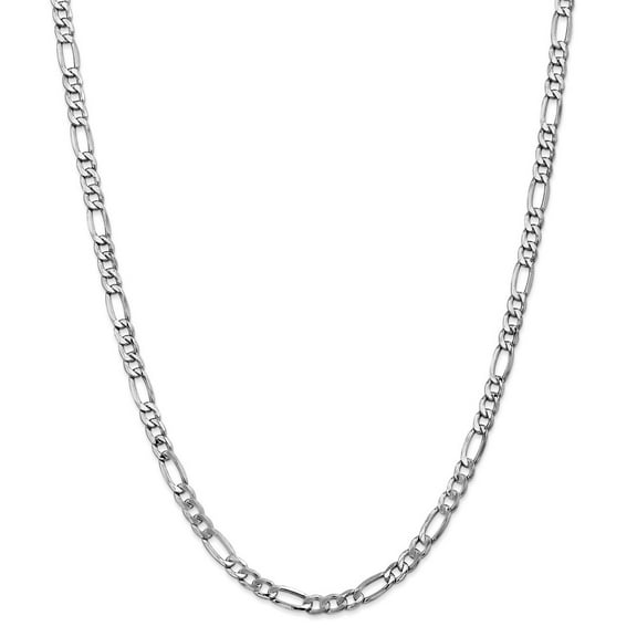 Real 14kt White Gold 5.75mm Semi-Solid Figaro Chain; 20 inch; Lobster Clasp; for Adults and Teens; for Women and Men