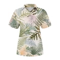 thumbnail image 4 of Hawaiian Shirts For Men And Women Short Sleeve Tropical Print T-Shirts Summer Button Down Collar Tops Loose Fit Beach Graphic Tee Casual Trendy Blouses 2024 Green XXL, 4 of 5