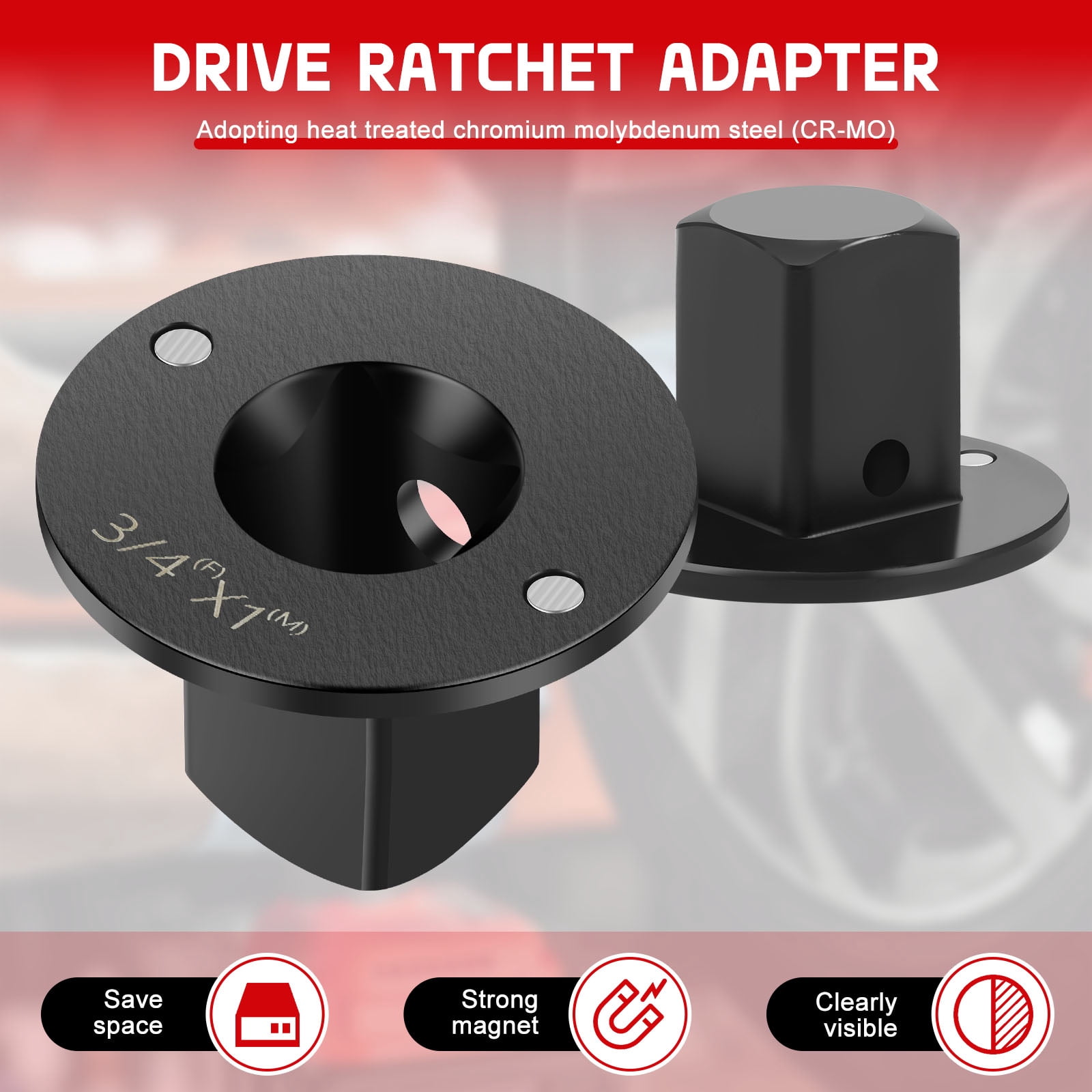 Tmwefusc Low Profile Impact Socket Adapter Set Drive Ratchet Adapter Set 1/4" to 3/8", 3/8" to 1/2", 1/2" to 3/4", 3/4" to 1" Magnetic Design Works with Socket/Wrench/Cordless Drill