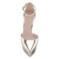 thumbnail image 4 of YDN Women Classic Pointy Toe Platform D'Orsay Pumps Chunky Cone High Heel Buckle Strap Shoes for Wedding Bridal Party Size 12 Gold, 4 of 4