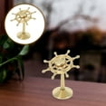 thumbnail image 4 of Raindrops Vintage Brass Rotatable Rudder Ornament, Mediterranean Style Desktop Decoration, Nautical Ship Wheel Model For Home Office Decor, Golden, 3.42x2.95x2.95 Inches, 4 of 7