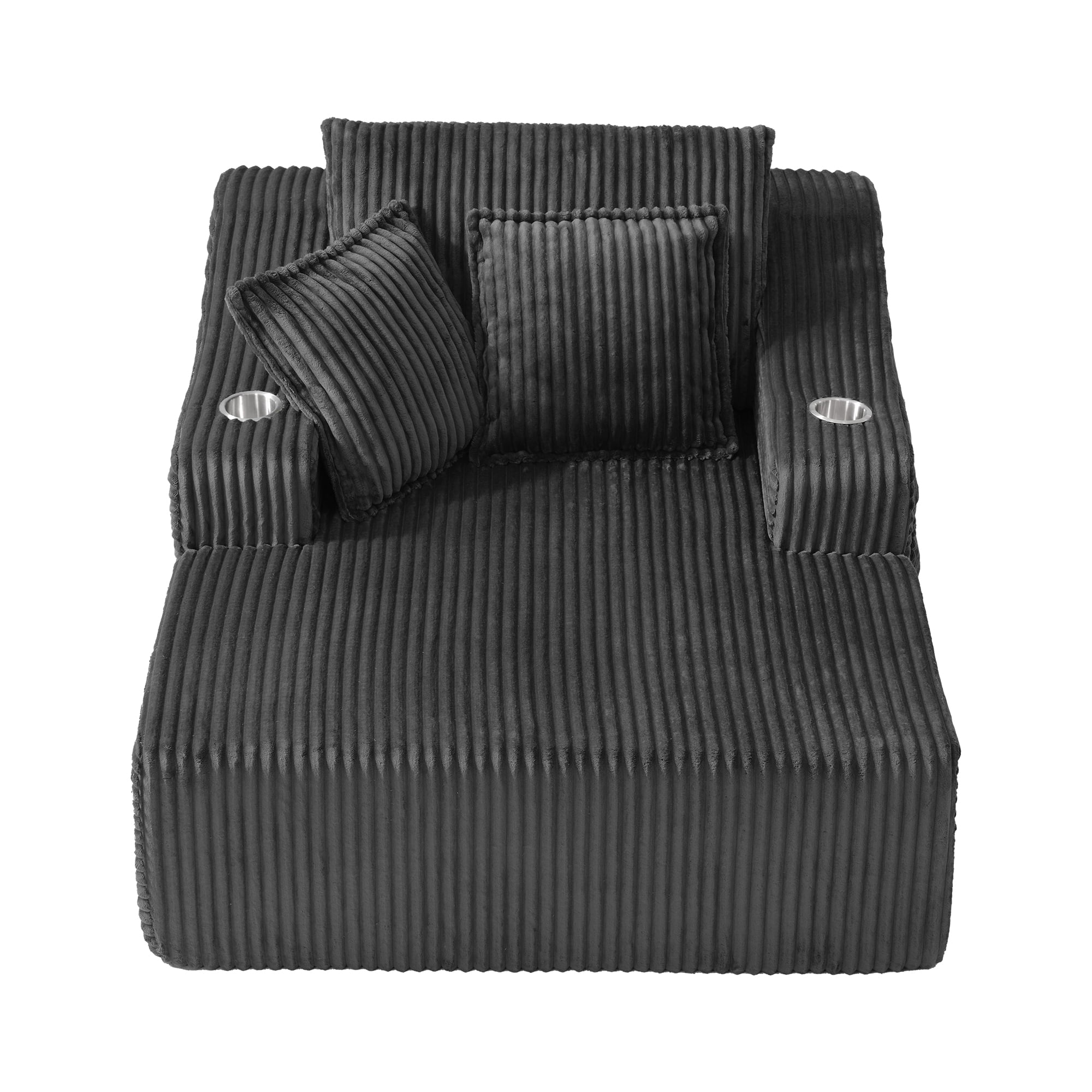 47" Wide Oversized Single Chaise Lounge Chair, 67'' Sleeper Sofa Bed with Cup Holders & 3 Pillows
