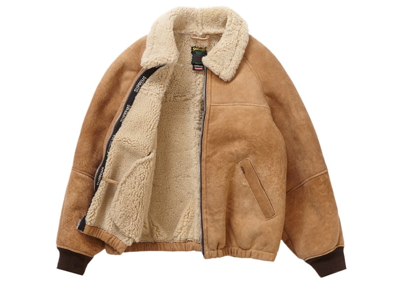 Supreme Men's Schott Shearling Bomber Jacket Brown, from