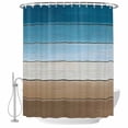 thumbnail image 2 of Blue Beige Brown Waterproof Fabric Shower Curtain,Country Retro Gradient Wooden Grain Waterproof Fabric Shower Curtain for Bathroom Curtains Bathtubs Shower Curtains with 12 Hooks Standard 66x72, 2 of 8