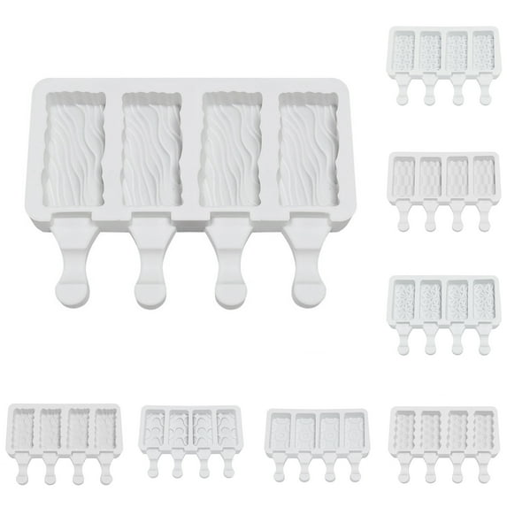 Popsicles Mold, Ice Cream Mold Cake Pop Mold 4 Cavities Silicone Popsicle Molds Maker, Easy Release Ice Pop Cream Molds for DIY Ice Popsicle, Multi-style Optional
