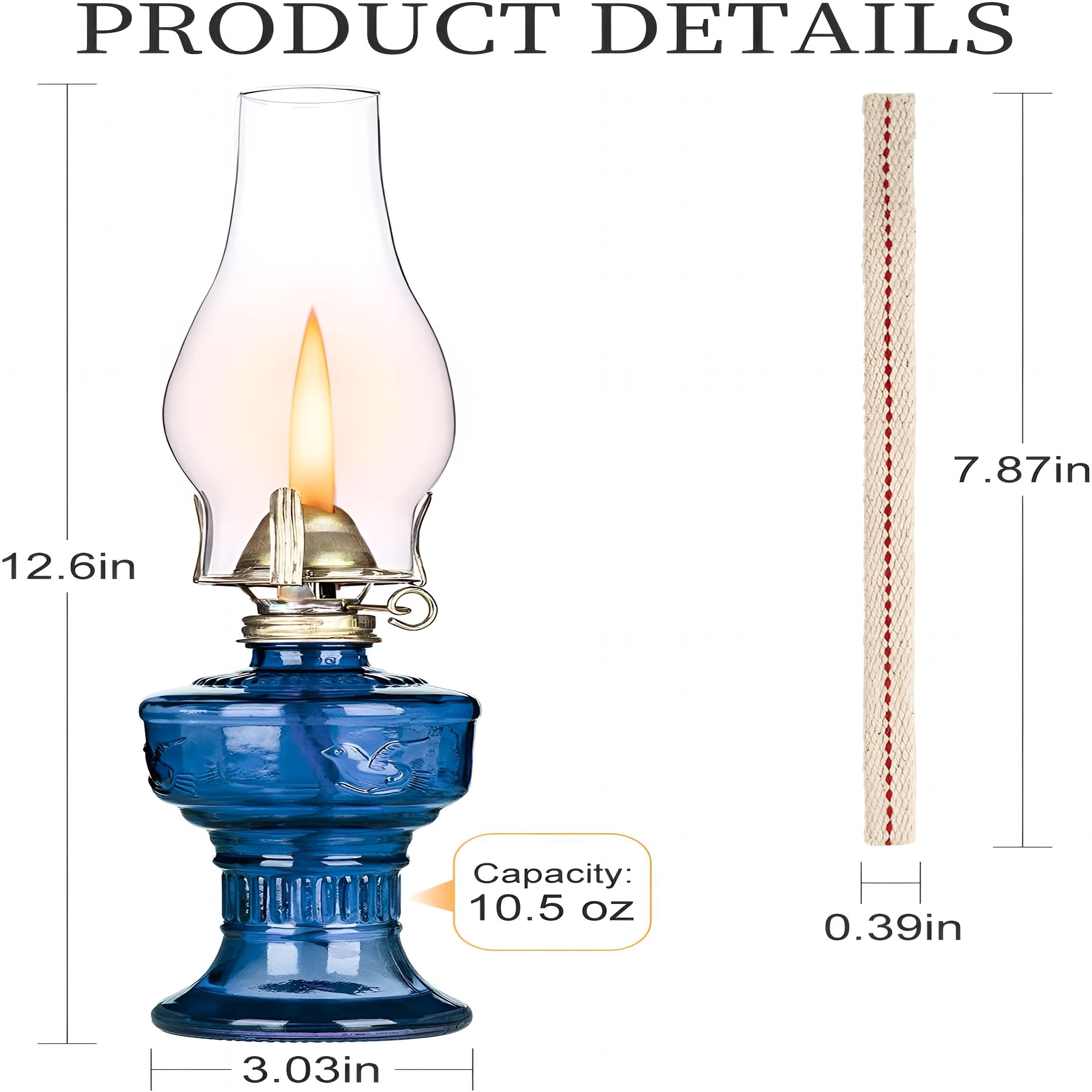 HIBIBUD 2 Pcs Chamber Oil Lamps for Indoor Vintage Kerosene Lamp Rustic Hurricane Kerosene Lantern with Adjustable Fire Wick Lighting Oil Lantern for Tabletop Decor and Emergency Lighting,H:12.6''