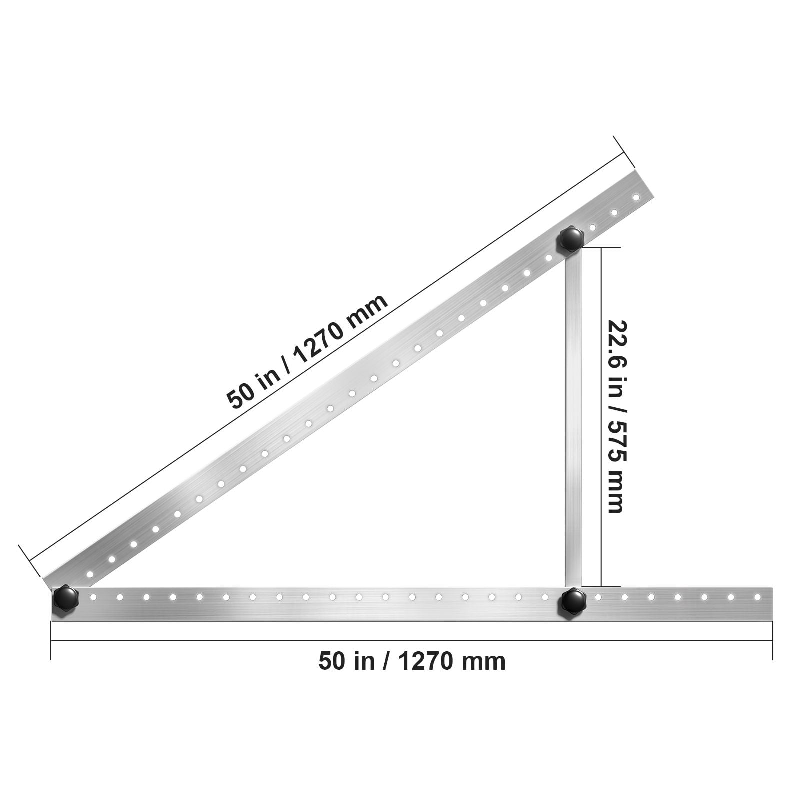 50 Inch Solar Panel Mounting Brackets, 0-90° Adjustable Angle, 265 lbs Capacity, Aluminum Alloy, for RV Boat Roof Solar Panels