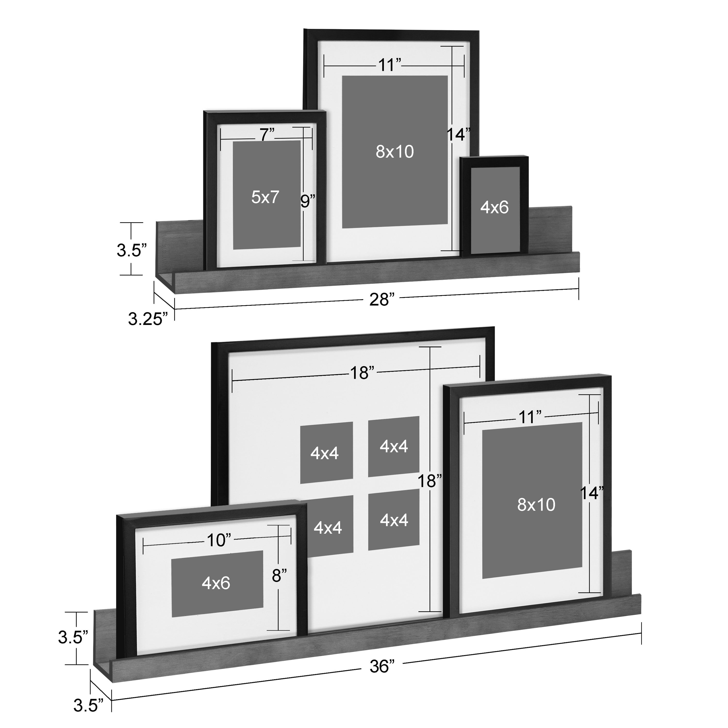Kate and Laurel Gallery Transitional Frame and Shelf Set, Set of 8, White, Sophisticated Picture Frame Collage With Multiple Sizes Included