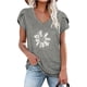 thumbnail image 2 of Blusa informal con estampado de manga corta y cuello en V de verano para mujer con estilo OAVQHLG3B Store  lin121212, 2 of 4