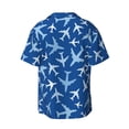 thumbnail image 6 of Lsque Airplanes in the Sky print Men's Cuban Collar Short Sleeve Shirt Summer Beachwear Casual Button Down Fashionable Vacation Leisure Shirt-XX-Large, 6 of 7