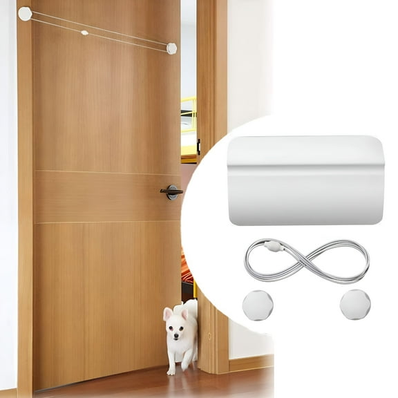 LAMIRO Automatic Door Opener for Dogs Cats, Cat Flap Door Strap Latch Easy Adjustable for Training Pets Free Access to Bedroom/Bathroom/Toilet