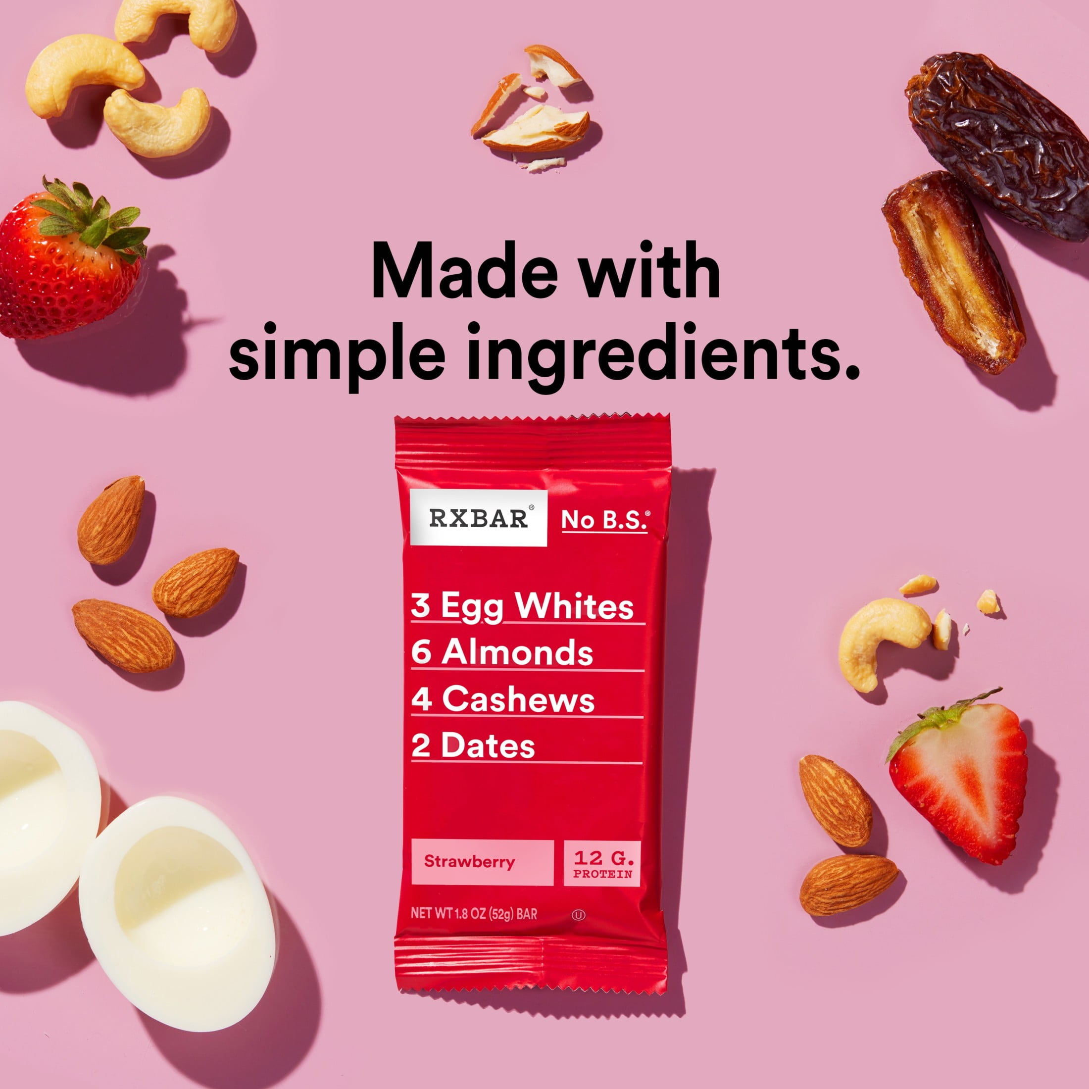 (3 pack) RXBAR, Strawberry Gluten-Free Protein Bars, 5 Count