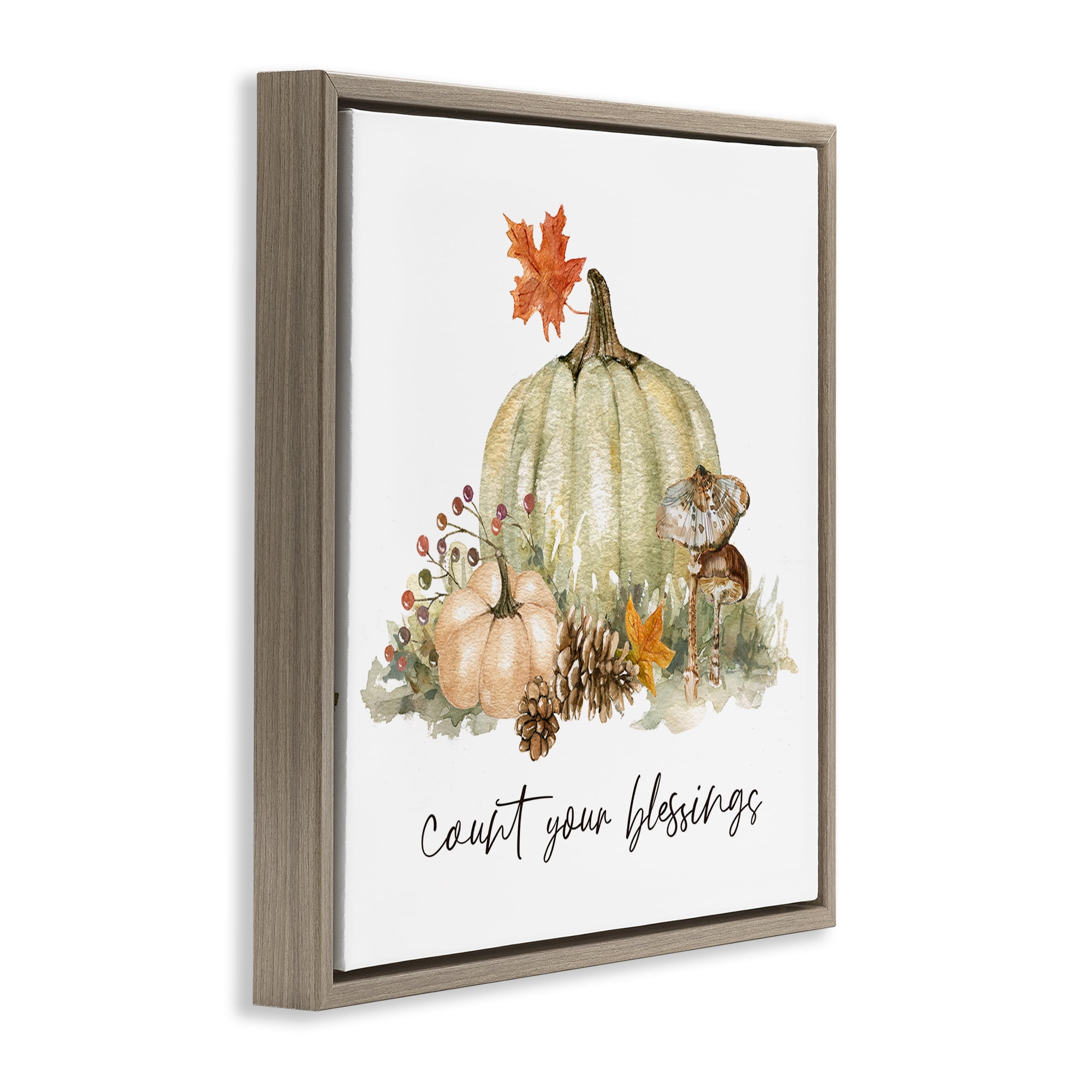 Stupell Industries Count Your Blessings Botanical & Floral Painting Brown Floater Framed Canvas Art Prints Wall Art, 18 x 18