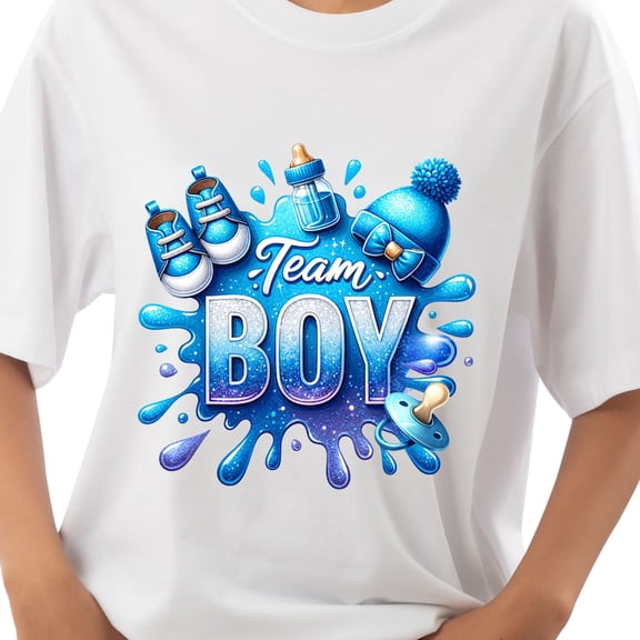 Team Boy Gender Reveal T-Shirt, Baby Boy Shirt, Pink and Blue Party Design, Pacifier Announcement Shirt