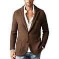 thumbnail image 2 of LYSMORA Men's Waffle Knit Blazer Notched Lapel Button Front Long Sleeve Knit Sport Coat for Office and Social Gatherings, 2 of 5