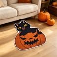 thumbnail image 4 of Halloween Doormat, Secure Grip Rubber Base Doormat, Black Cat Pumpkin Ghost Bat Shaped Seasonal Decor Mat For Entry Bathroom Bedroom Holiday Gift,23.62x15.74 in, 4 of 6