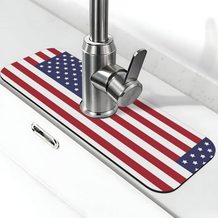 

Faucet Suction Pad Pool Rubber Pad 15in×5.5in Protective Pad For Kitchen Bathroom Countertop Sink American Flag