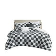 thumbnail image 4 of Twin/Twin XL Comforter Set, 2 Shams and 2 Throw Pillows, 5 Pieces Checkered Print All Season Warmth, Black+ White, 4 of 9
