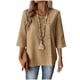 thumbnail image 1 of Mujeres 3/4 Manga Tops Y Blusas de Color Sólido con Botones Cuello Redondo Casual Top de Moda 3/4 Manga Tops Casuales para Mujeres, 1 of 6