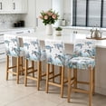 thumbnail image 3 of Sea Turtle Coastal Bar Stool Cover Set of 2, Summer Beach Coral Ocean Blue Nautical Stretch Bar Chair Cover, Removable Washable Pub Counter Stool Chair Slipcover for Kitchen Dining Room Pub Cafe, 3 of 9