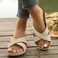 thumbnail image 7 of DIVVce Crisscross Cutout Wedge Slide Sandals For Women Open Toe Slip On Comfort Stitched Casual Footwear, 7 of 7