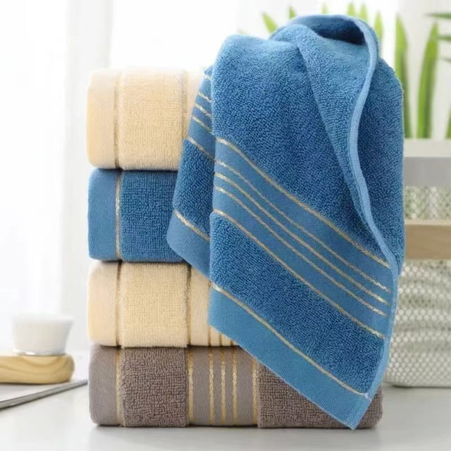 Toalla de baño de algodón de lujo para adultos – juego de toallas faciales muy absorbente, suave y cómodo, azul/amarillo/café, 29,5x13,7 pulgadas, secado rápido, multiusos para baño, gimnasio, spa