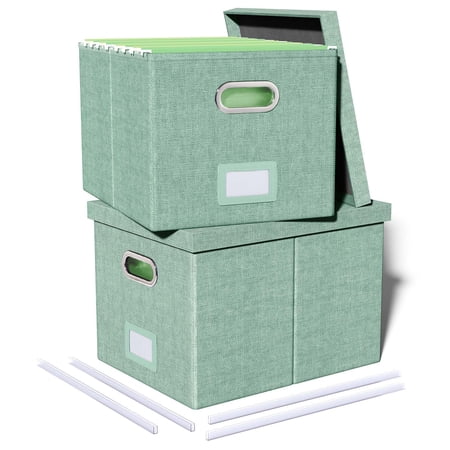 File Organizer File Box File Cabinet for Letter File Folder Storage Portable Storage Bins with Lids for Office/Decor/Home Document Organizer 1 Pack Green-Box Only